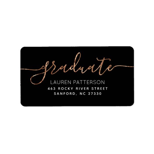Glam Roos Gold Afstuderen retour adreslabels Etiket (Voorkant)