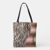 Glam Roos Gold Black Tiger Stripes Metallic Naam Tote Bag (Achterkant)
