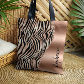 Glam Roos Gold Black Tiger Stripes Metallic Naam Tote Bag