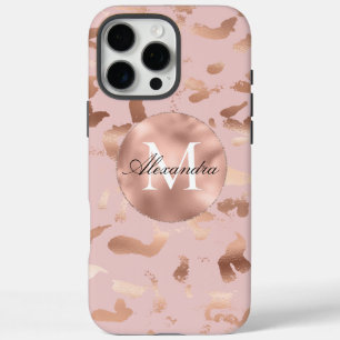 Glam Roos Gold Blush Abstract iPhone 16 Pro Max Hoesje