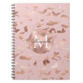 Glam Roos Gold Blush Abstract Monogram Notitieboek (Voorkant)