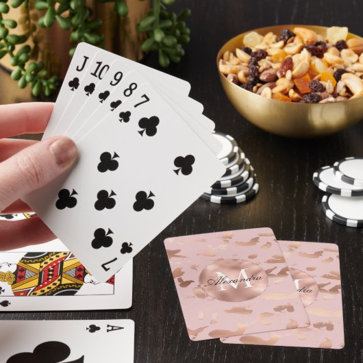Glam Roos Gold Blush Abstract Pokerkaarten (Insitu)