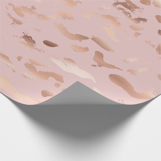 Glam Roos Gold Blush Abstract Verjaardag Cadeaupapier (Hoek)