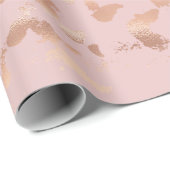 Glam Roos Gold Blush Abstract Verjaardag Cadeaupapier (Rol Hoek)
