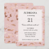 Glam Roos Gold Blush Abstract Verjaardag Kaart (Voorkant / Achterkant)