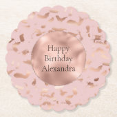 Glam Roos Gold Blush Abstract Verjaardag Kartonnen Onderzetters (Voorkant)