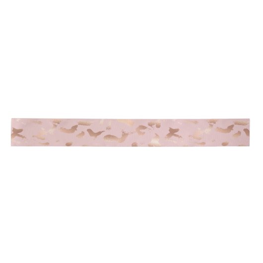 Glam Roos Gold Blush Abstract Verjaardag Satijnen Lint (Voorkant)