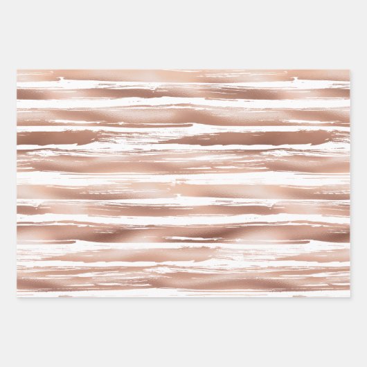 Glam Roos Gold Blush Stripes Inpakpapier Vel (Voorkant 3)