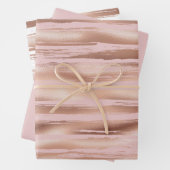 Glam Roos Gold Blush Stripes Inpakpapier Vel (In situ)