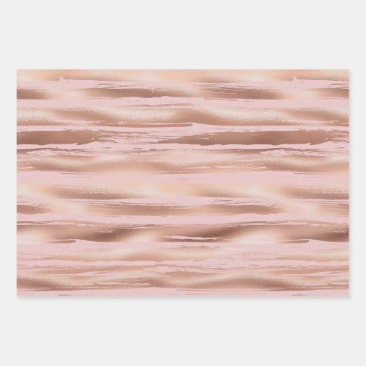 Glam Roos Gold Blush Stripes Inpakpapier Vel (Voorkant)