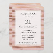 Glam Roos Gold Blush Stripes Verjaardag Kaart (Voorkant / Achterkant)