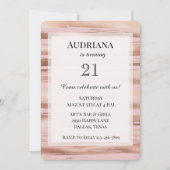 Glam Roos Gold Blush Stripes Verjaardag Kaart (Voorkant)