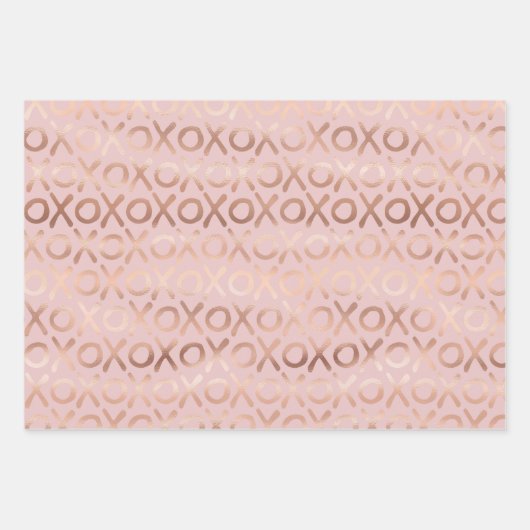 Glam Roos Gold Blush XOXO Inpakpapier Vel (Voorkant)