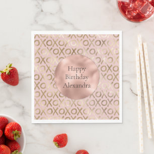 Glam Roos Gold Blush XOXO Verjaardag Servet