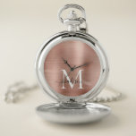 Glam Roos Gold Borhed Metal Monogram Name Script Zakhorloge<br><div class="desc">Glam Roos Gold Borhed Metal Monogram Naam Script Pocket Watch</div>