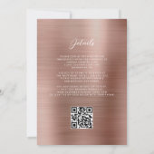 Glam Roos Gold Brushed Metal QR Code Wedding Kaart (Achterkant)