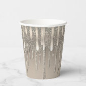 Glam Roos Gold Champagne Blush Glitter Druppels Papieren Bekers (Rechts)