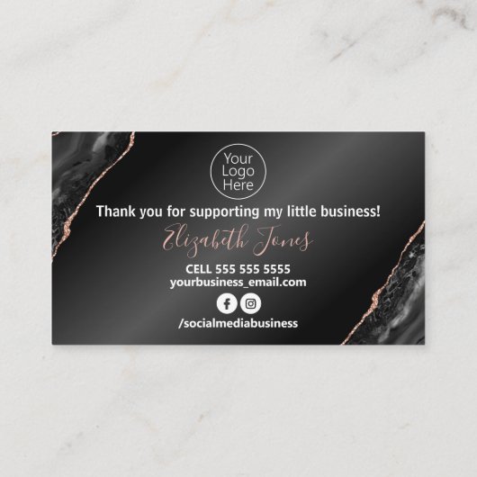 Glam Roos Gold Damask Hartelijk dank voor uw aanko Visitekaartje (Achterkant)