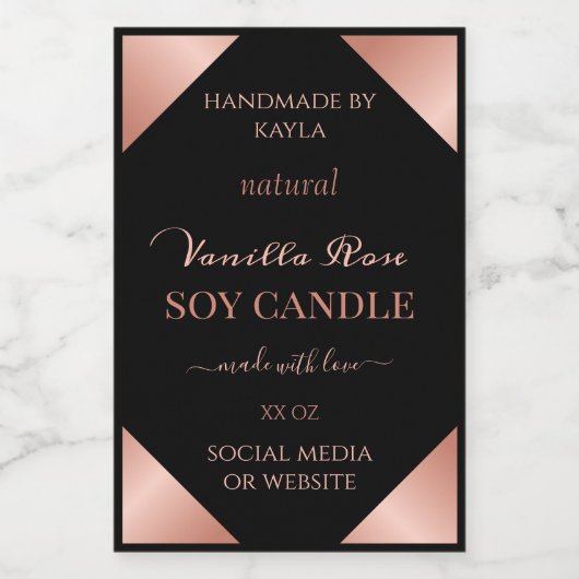 Glam Roos Gold- en Black Product Packaging Labels Voedselcontainer Etiket (Enkel label)