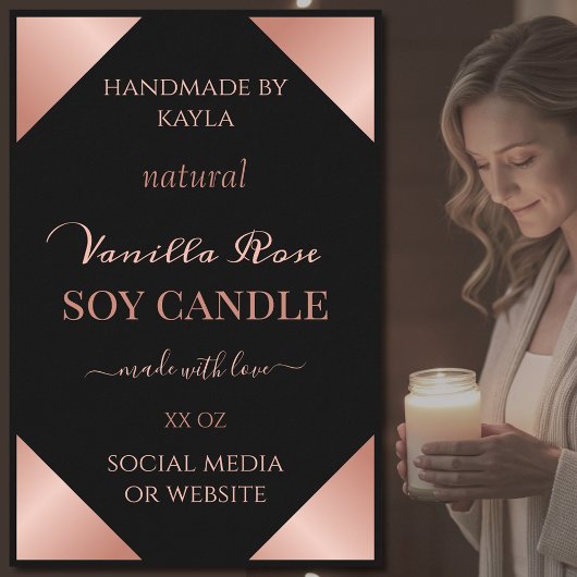 Glam Roos Gold- en Black Product Packaging Labels Voedselcontainer Etiket