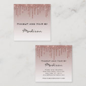 Glam Roos Gold Faux Glitter Drijpt artiest Vierkante Visitekaartje (Voorkant / Achterkant)