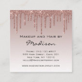Glam Roos Gold Faux Glitter Drijpt artiest Vierkante Visitekaartje (Achterkant)