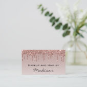 Glam Roos Gold Faux Glitter Drijpt artiest Visitekaartje (Staand voorkant)