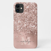 Glam Roos Gold Faux Glitter Folie Monogram Case-Mate iPhone Case (Achterkant)