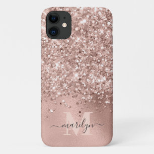 Glam Roos Gold Faux Glitter Folie Monogram Case-Mate iPhone Case