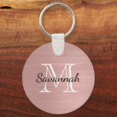 Glam Roos Gold Faux Metal Monogram Sleutelhanger (Voorkant)