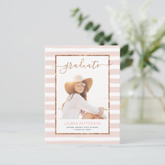 Glam Roos Gold Fotogradatie Uitnodiging Briefkaart (Staand voorkant)