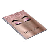 Glam Roos Gold Glitter Beauty Lashes Monogram Notitieboek (Rechterzijde)