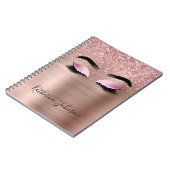 Glam Roos Gold Glitter Beauty Lashes Monogram Notitieboek (Linkerzijde)