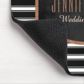 Glam Roos Gold Glitter Black Stripes  | Monogram Muismat (Hoek)