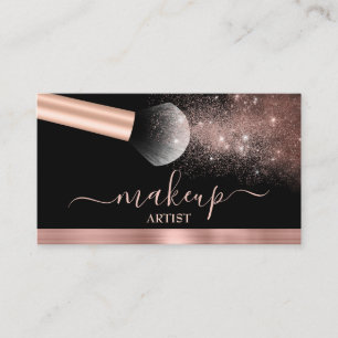 Glam Roos Gold Glitter Brush Makeup Artist Salon Visitekaartje
