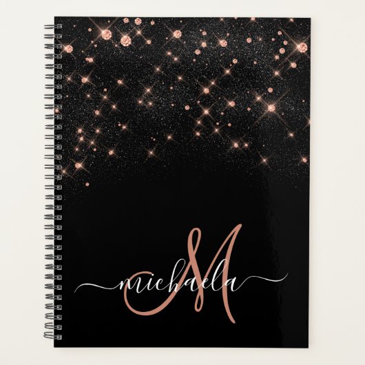 Glam Roos Gold Glitter Diamond Planner (Voorkant)