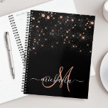 Glam Roos Gold Glitter Diamond Planner<br><div class="desc">Creëer uw eigen gepersonaliseerde zwarte en roos gouden diamantsparkle planner met uw eigen monogram en naam.</div>