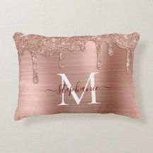 Glam Roos Gold Glitter Drip Elegant Monogram