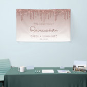 Glam Roos Gold Glitter Drip Quinceañera Spandoek (Beurs)