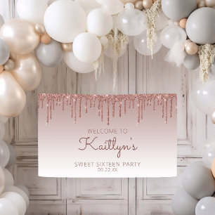 Glam Roos Gold Glitter Drip Sweet Banner 16-partij