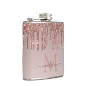 Glam Roos Gold Glitter Druppelend Sparkle Monogram Heupfles (Rechts)