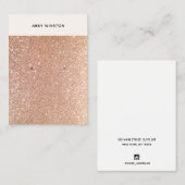 Glam Roos Gold Glitter Earning Display Visitekaartje (Voorkant / Achterkant)