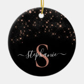 Glam Roos Gold Glitter Elegant Luxe Monogram Keramisch Ornament (Voorkant)