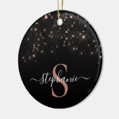 Glam Roos Gold Glitter Elegant Luxe Monogram Keramisch Ornament (Links)