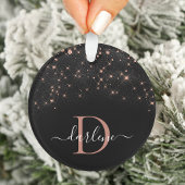 Glam Roos Gold Glitter Elegant Luxe Monogram Ornament