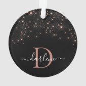 Glam Roos Gold Glitter Elegant Luxe Monogram Ornament (achterkant)