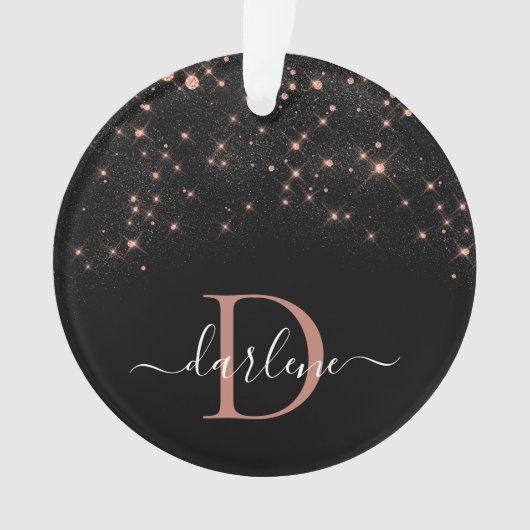 Glam Roos Gold Glitter Elegant Luxe Monogram Ornament (voorkant)