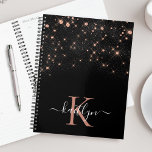 Glam Roos Gold Glitter Elegant Luxe Monogram Planner<br><div class="desc">Creëer uw eigen gepersonaliseerde zwarte en roos gouden diamantsparkle planner met uw eigen monogram en naam.</div>