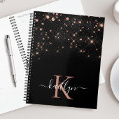 Glam Roos Gold Glitter Elegant Luxe Monogram Planner