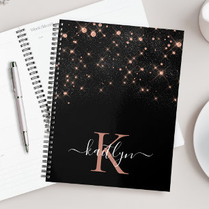 Glam Roos Gold Glitter Elegant Luxe Monogram Planner